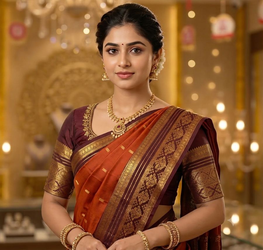 Woman in a silk saree